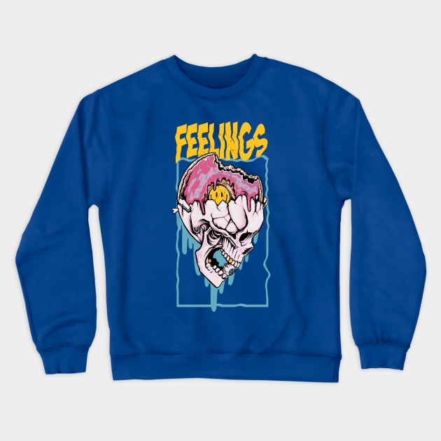 feelings donut skull Crewneck Sweatshirt by Mako Design 